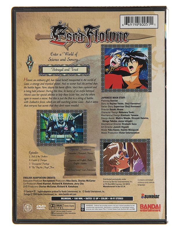 Escaflowne: Betrayal and Trust (jaksot 5-8) - DVD - DVD-elokuvat - 10105115214 - 1