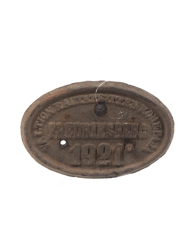 Junavaunun valmistuskilpi - Fredriksberg 1921 - Muut sisustustavarat - 10105144705 - 0