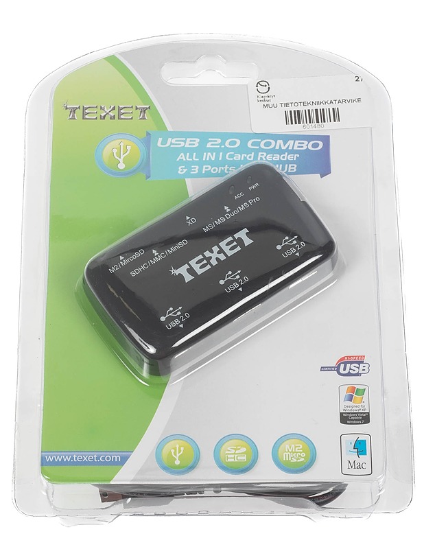 TEXET kortinlukija USB 2.0 - Muu elektroniikka - 10105178545 - 0
