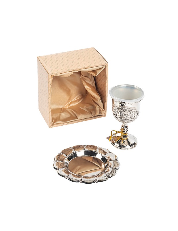 ART JUDAICA kiddush pikari kaupunki kuviolla ja lautanen - Astiat - 10105221606 - 0