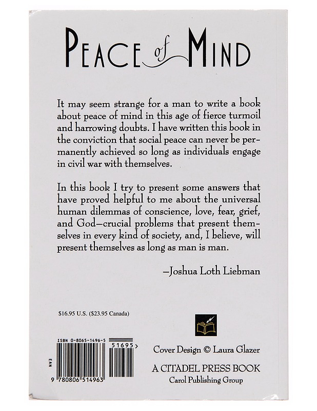 Peace Of Mind - Joshua L. Liebman - Tietokirjat - 10105250037 - 1