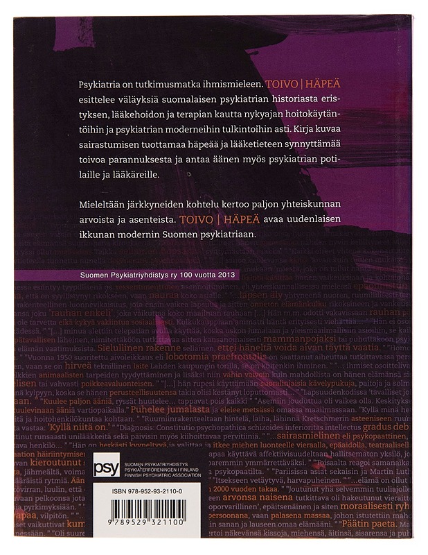 Toivo | häpeä : psykiatria modernissa Suomessa - Antti Parpola - Tietokirjat ja oppaat - 10105250696 - 1