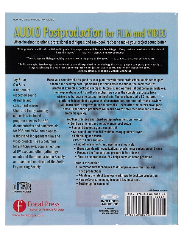 Audio postproduction for film and video - Jay Rose - Tietokirjat ja oppaat - 10105251309 - 1