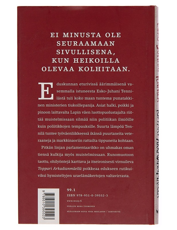 Toppari Arkadianmäellä - Esko-Juhani Tennilä - Elämäkerrat ja muistelmat - 10105251987 - 1
