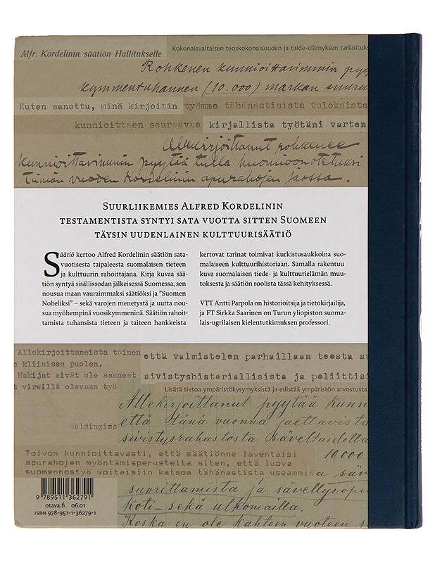 Säätiö / Alfred Kordelinin Yleinen Edistys- ja Sivistysrahasto 1920-2020 - Antti Parpola - Historiakirjat - 10105252330 - 1