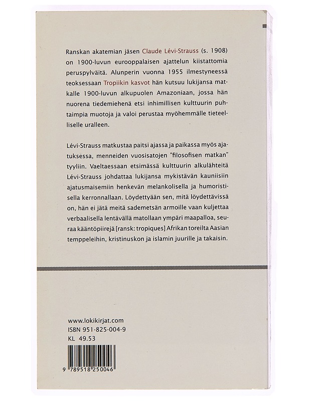 Tropiikin kasvot - Claude Lévi-Strauss - Tietokirjat - 10105252964 - 1
