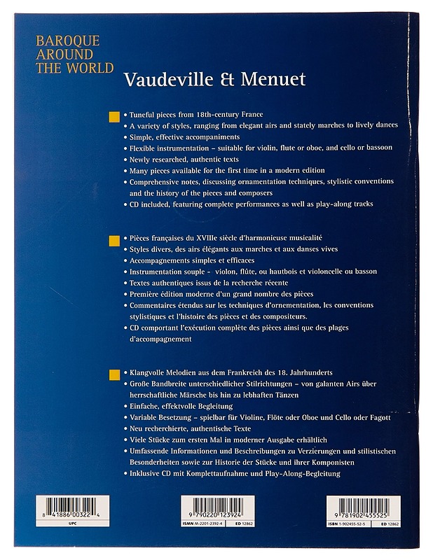 Vaudeville & menuet : 16 easy to intermediate pieces from 18th-century France for violin (flute or oboe) and keyboard and optional cello (bassoon) - Jeremy Barlow - Musiikki- ja elokuvakirjat - 10105253885 - 1