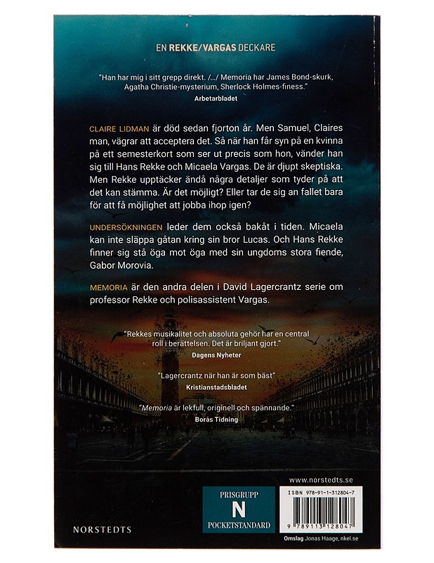 Memoria : en Rekke/Vargas deckare - David Lagercrantz - Romaanit ja novellit - 10105254935 - 1