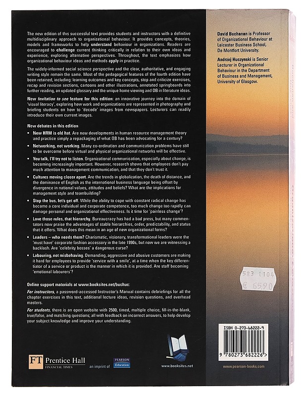 Organizational behaviour : an introductory text - David Buchanan - Tietokirjat ja oppaat - 10105256161 - 1