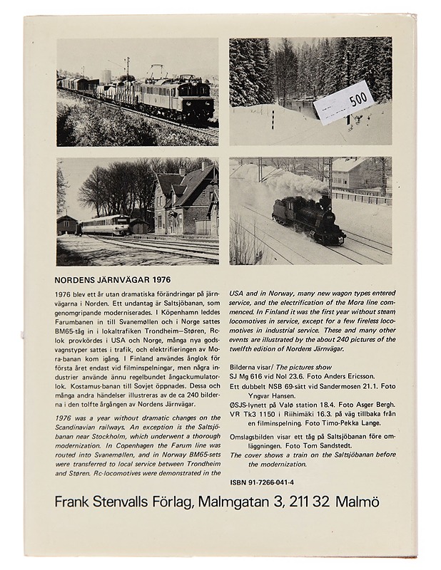 Nordens järnvägar 1976 - Frank Stenvall - Tietokirjat - 10105261955 - 1