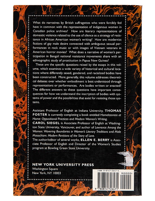 Bodies of writing, bodies of performance - Thomas Foster - Tietokirjat - 10105262588 - 1