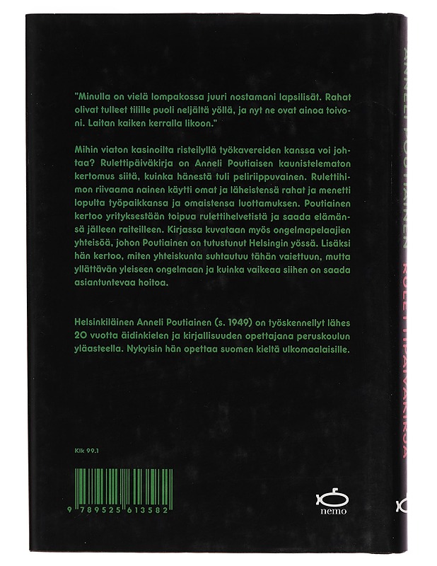 Rulettipäiväkirja - Anneli Poutiainen - Elämäkerrat ja muistelmat - 10105265626 - 1