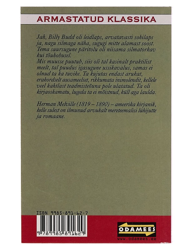 Meremees Billy Budd - Herman Melville - Romaanit ja novellit - 10105265656 - 1