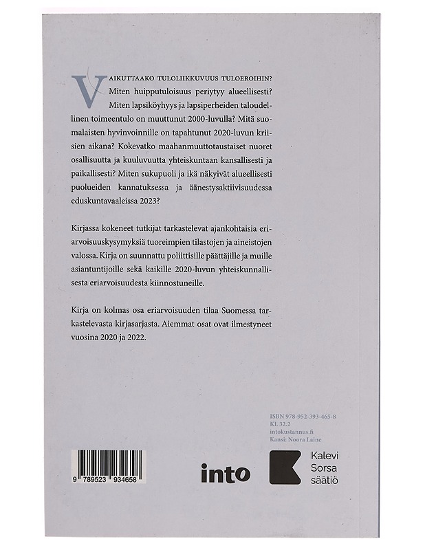 Eriarvoisuuden tila Suomessa 2024 - Anna Rajavuori - Tietokirjat ja oppaat - 10105266211 - 1