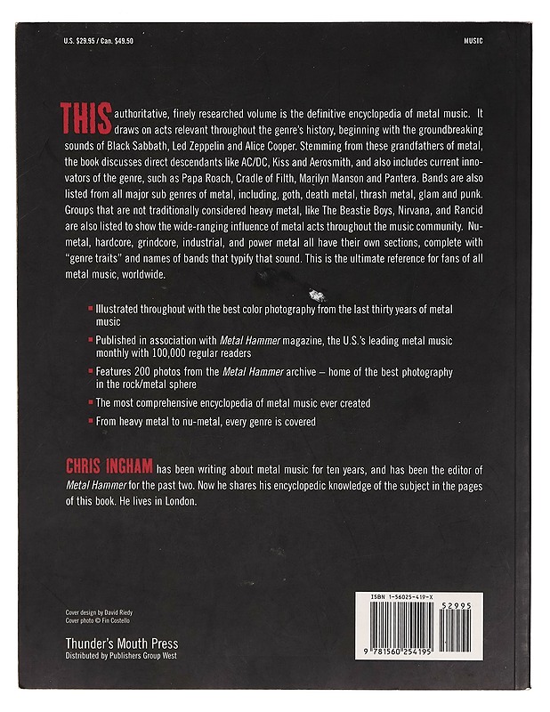 The book of metal : the most comprehensive encyclopedia of metal music ever created - Chris Ingham - Musiikki- ja elokuvakirjat - 10105266229 - 1