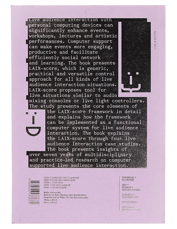 LAIX-score : a design framework for live audience interaction management systems - Kai Kuikkaniemi - Tietokirjat ja oppaat - 10105266469 - 1