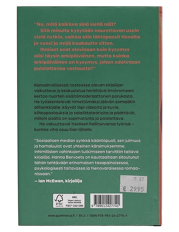 Sopimatonta sisältöä - Hanna Bervoets - Kaunokirjallisuus - 10105266672 - 1