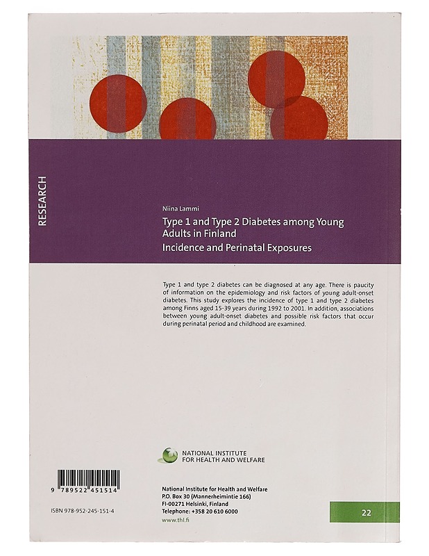 Type 1 and type 2 diabetes among young adults in Finland : incidence and perinatal exposures - Niina Lammi - Tietokirjat ja oppaat - 10105267315 - 1