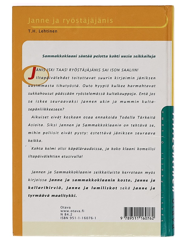 Janne ja ryöstäjäjänis - T. H. Lehtinen - Nuorten kirjat - 10105267569 - 1