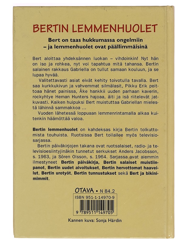 Bertin lemmenhuolet - Jacobsson, Anders - Nuorten kirjat - 10105267656 - 1