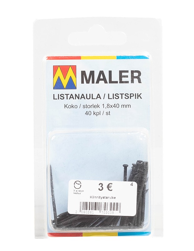 MALER listanaula 1.8x40 mm, 40 kpl - Rakennustarvikkeet - 10105268255 - 0