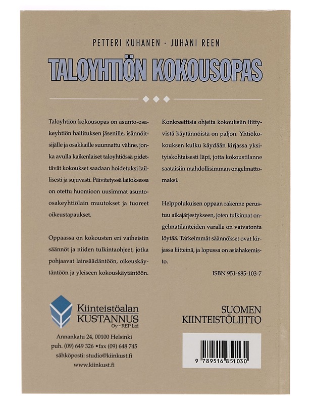 Taloyhtiön kokousopas - Petteri Kuhanen - Tietokirjat ja oppaat - 10105268431 - 1