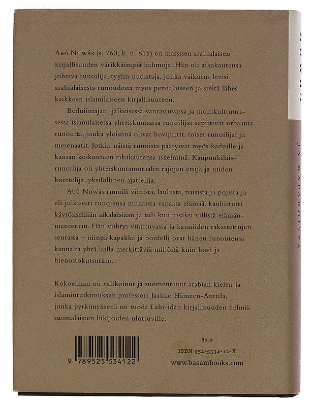Runoja kaduilta ja kapakoista - Abú Nuwás - Runot ja näytelmät - 10105272212 - 1