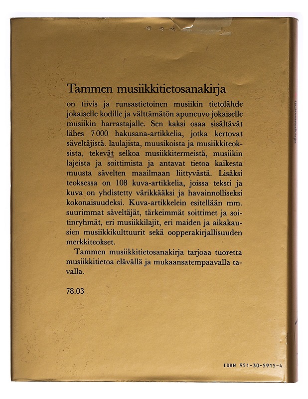Tammen musiikkitietosanakirja. 1, A-L - Folke H. Törnblom - Tietokirjat - 10105275889 - 4