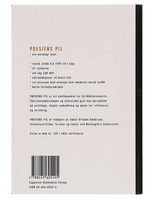 Poesiens pil : lyrikk 1959- - Hadle Oftedal Andersen - Runot ja näytelmät - 10105277345 - 1