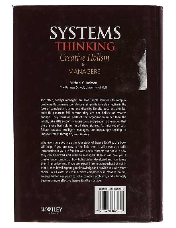 Systems thinking : creative holism for managers - Michael C. Jackson - Tietokirjat ja oppaat - 10105277672 - 1