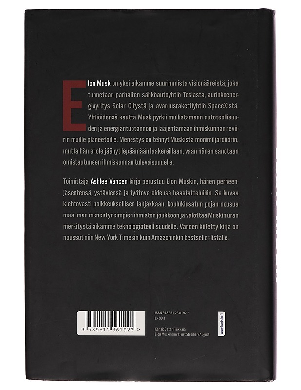 Elon Musk / visionääri Teslan, SpaceX:n ja Solar Cityn takana - Ashlee Vance - Harrastekirjat - 10105280137 - 1
