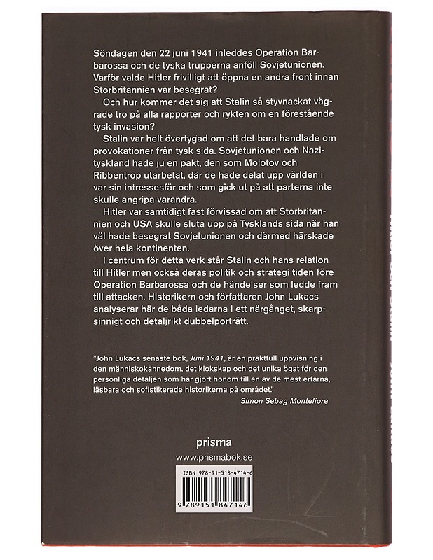 Juni 1941 : Hitler och Stalin - John Lukacs - Historiakirjat - 10105281088 - 1