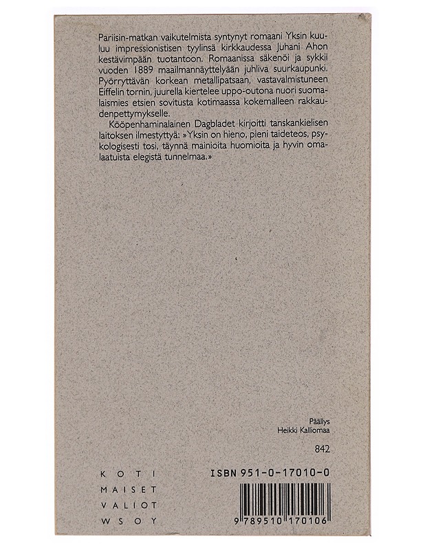 Yksin - Juhani Aho - Romaanit ja novellit - 10105281221 - 1