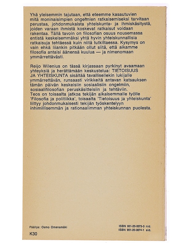 Tietoisuus ja yhteiskunta - Reijo Wilenius - Harrastekirjat - 10105281973 - 1