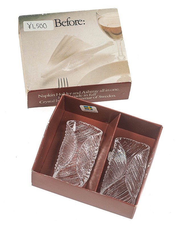 Lasinen servettiteline/tuhka-astia, 2 kpl - kirkas - Muut astiat - 10105282917 - 0
