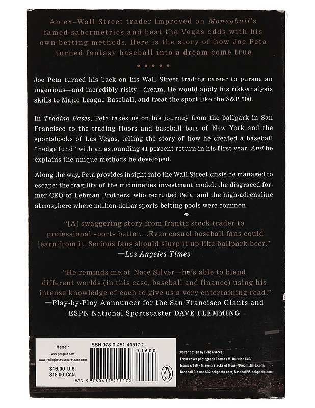 Trading bases : how a Wall Street trader made a fortune betting on baseball - Joe Peta - Elämäkerrat ja muistelmat - 10105282943 - 1