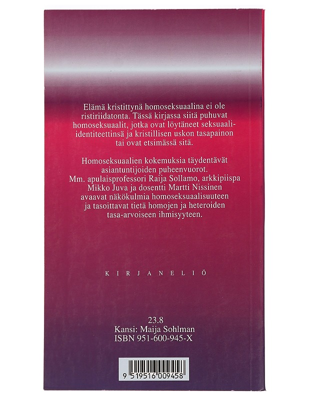 Homoseksuaalinen identiteetti ja kristillinen usko - Sinikka Pellinen - Tietokirjat ja oppaat - 10105284417 - 1