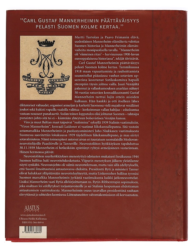 Mannerheim-kirja - Martti Turtola - Elämäkerrat ja muistelmat - 10105284888 - 1