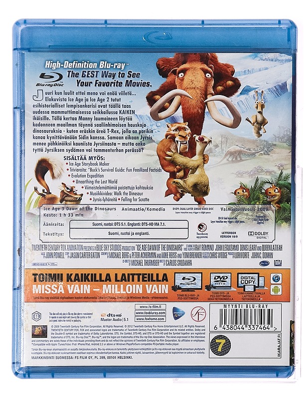 Ice Age 3: Dinosaurusten Aika - Blu-Ray + DVD + Digitaalinen Kopio - Blu-ray-levyt - 10105285836 - 1