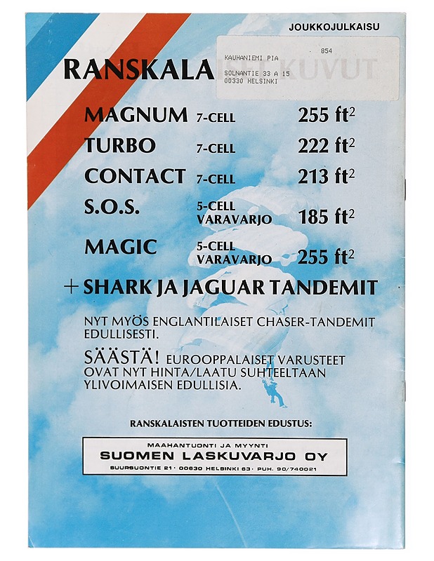 Laskuvarjourheilu 1/1985 - Lehdet - 10105286702 - 1