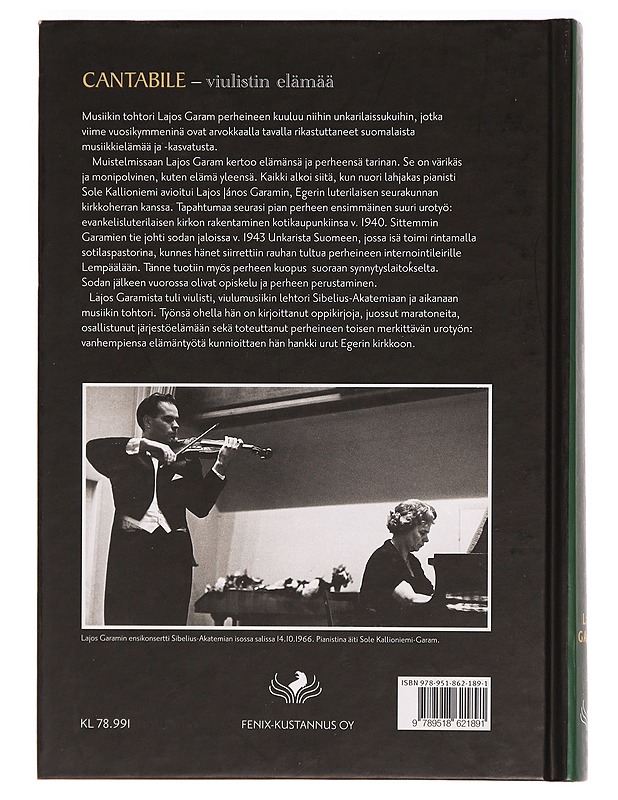 Cantabile : viulistin elämää - Lajos Garam - Elämäkerrat ja muistelmat - 10105289953 - 1