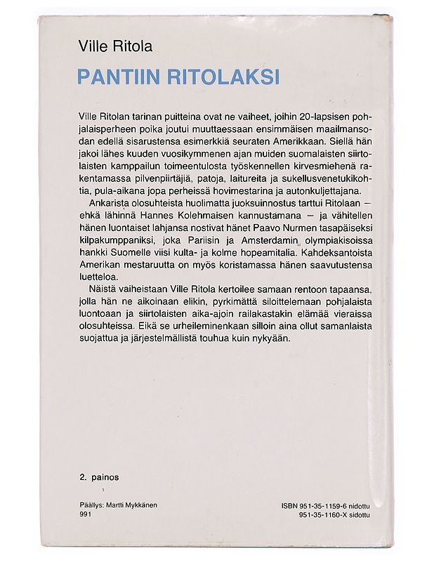 Ville Ritola : pantiin ritolaksi - Jouko Lehtonen - Elämäkerrat ja muistelmat - 10105290641 - 1