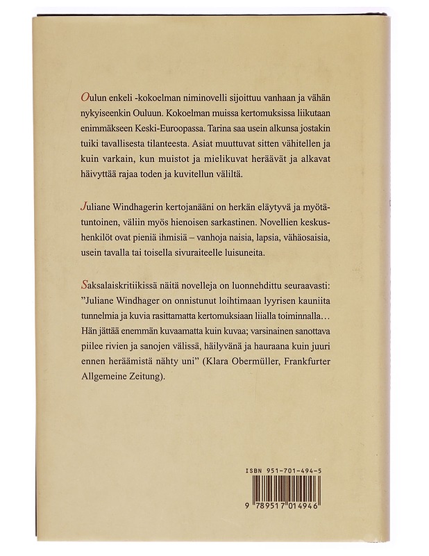 Oulun enkeli : kertomuksia - Juliane Windhager - Kaunokirjallisuus - 10105292380 - 1