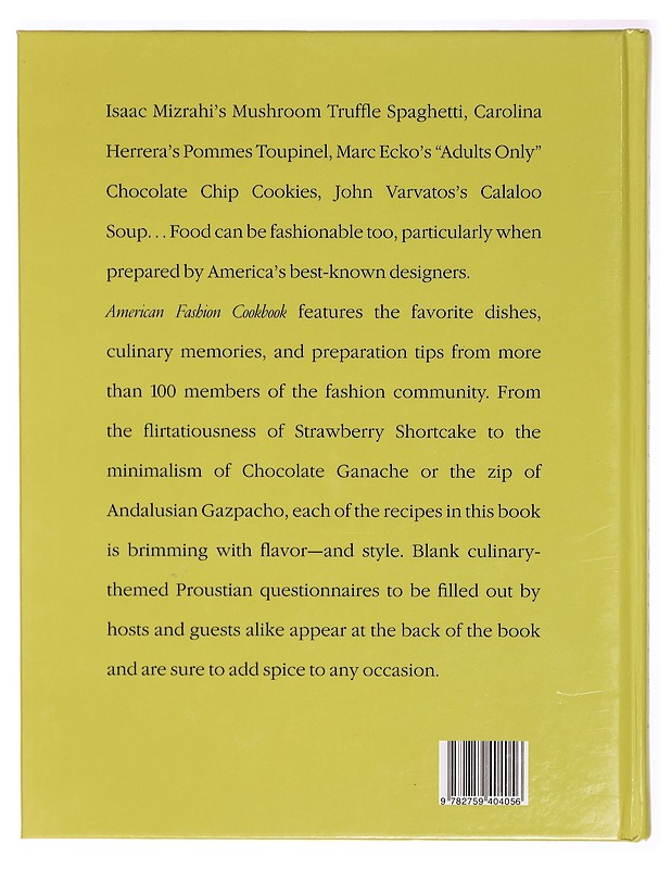 American fashion cookbook : over 100 recipes of favorite designers - Lisa Marsh - Ruokakirjat - 10105294469 - 1