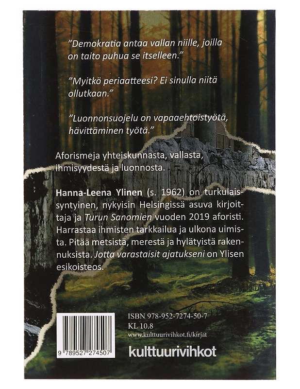 Jotta varastaisit ajatukseni : aforismeja - Hanna-Leena Ylinen - Runot ja näytelmät - 10105295015 - 1
