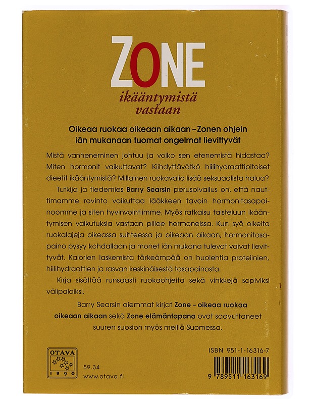 Zone ikääntymistä vastaan - Barry Sears - Tietokirjat - 10105295773 - 1