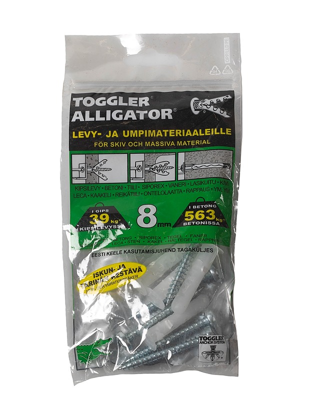 toggler Alligator tulppa AF8-5 8 mm laipalla - 5 kpl - Rakennustarvikkeet - 10105295937 - 0