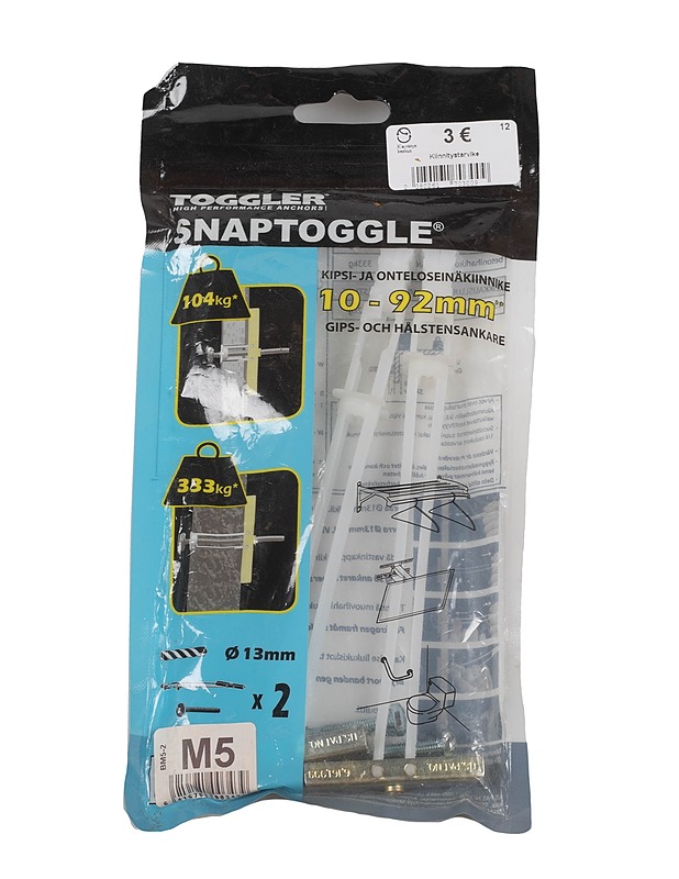TOGGLER kipsi- ja onteloseinäkiinnike, 2 kpl - Rakennustarvikkeet - 10105295989 - 0
