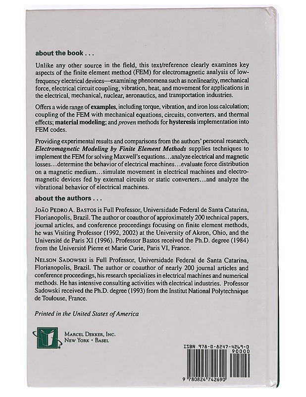 Electromagnetic modeling by finite element methods - Bastos, João Pedro A. - Tietokirjat ja oppaat - 10105297649 - 1