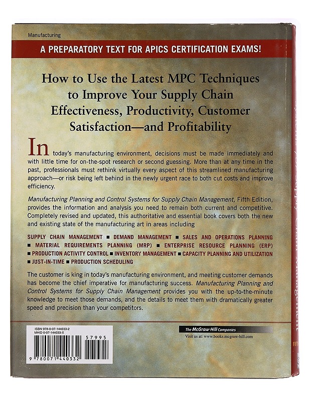 Manufacturing planning and control systems for supply chain management - Vollmann, Thomas E. - Tietokirjat ja oppaat - 10105297750 - 1